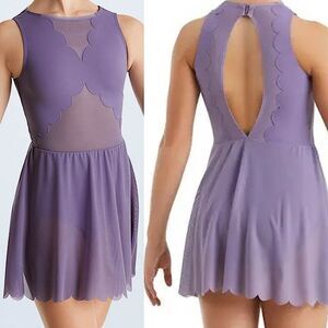 WEISSMAN solo Dance lavender purple Costume lyrical Scallop Hem Dress LA adult